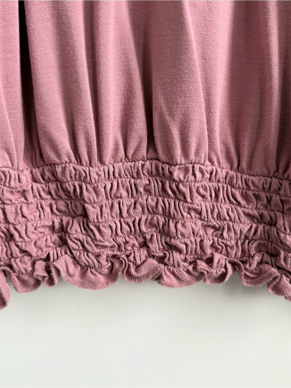 American Eagle Soft & Sexy Dusty Rose Smocked Hem Tie-Front Long Sleeve Top - Picture 3 of 5